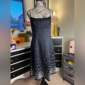 Ann Taylor Navy Polka Dot Midi Dress - Size 6